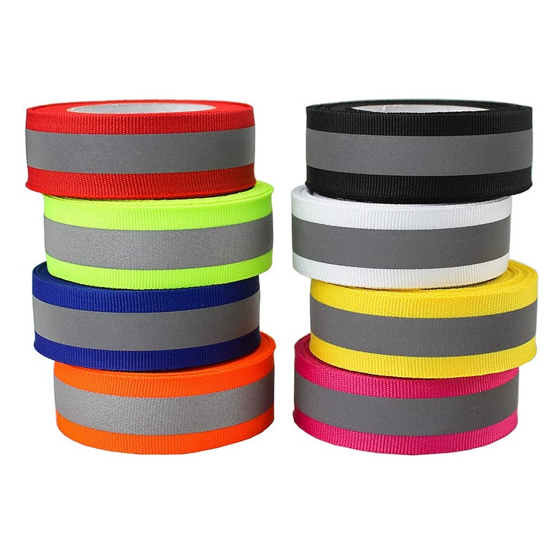 JINBING 8 Rolls Silver Reflective Webbing Ribbon Tape Trim Strip Sew On for Clothing 8 Colors Each 4meter - Image 1